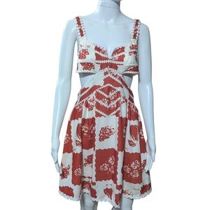 Elegant Red and White Floral Dress